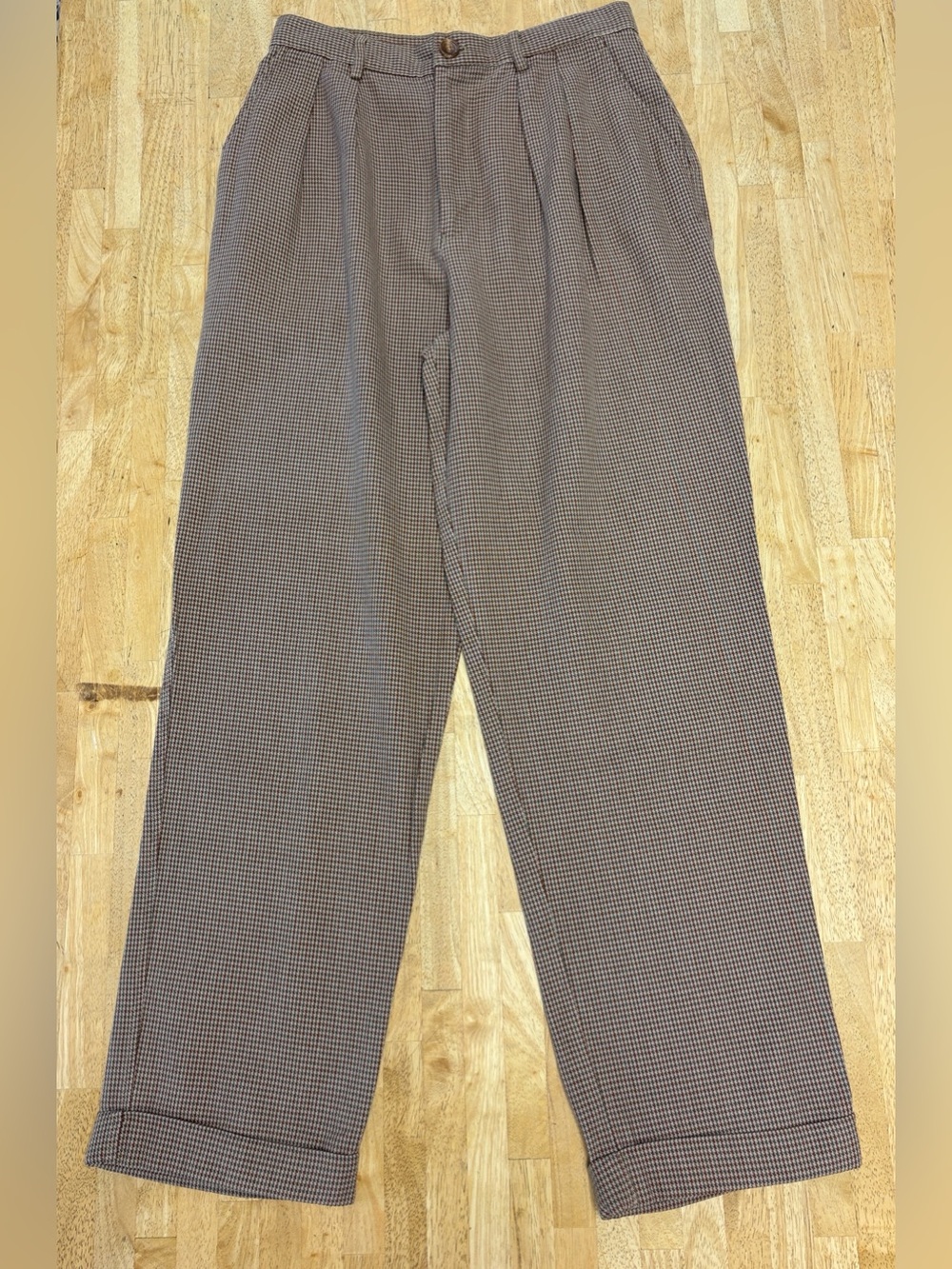 VTG Calvin Klein Sport Houndstooth Pleated Pants Made in USA Size 10 ILGWU 80s